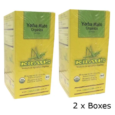 Kraus Organic Yerba Mate Teabags Unsmoked (cocido) Argentina (2 Packs Of 25) • £12.08