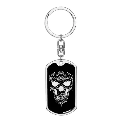 Calavera Mexican Sugar Skull 156 Stainless Steel Or 18k Gold Premium Swivel Dog • £62.69