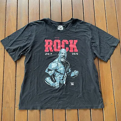 £15.83 • Buy WWE The Rock 24/7 365 Size 2XL Black TShirt Wrestling Mens Casual