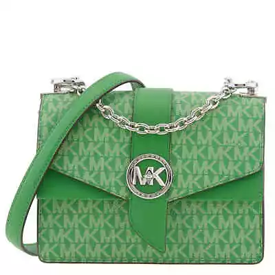 Michael Kors Ladies Greenwich Small Logo And Leather Crossbody Bag - Palm • $204.59