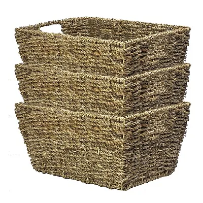 £18.99 • Buy Natural Seagrass Storage Basket - Set Of 3 Eco-Friendly Woven Basket | M&W