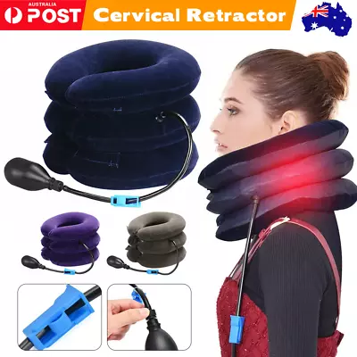 $13.02 • Buy Air Inflatable Neck Pillow Head Cervical Traction Support Stretcher Pain Relief