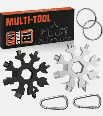 £5.99 • Buy P Multi Tools 18 In 1 Snowflakes, 2 Pack Camping, Bike Tools Key Rings  24:21
