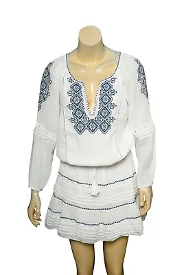 Joie Embroidered Short Dress S 4 Women Casual Long Sleeve White Mini NWD 34833 • $25.58