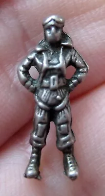 WWII VINTAGE Sterling Military PARATROOPER Parachute Silver Bracelet Charm • $16