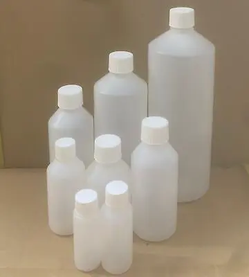 £6.45 • Buy 5 X 100,150,200,250,500,& 1000ml Plastic Bottles HDPE With White Screw Cap