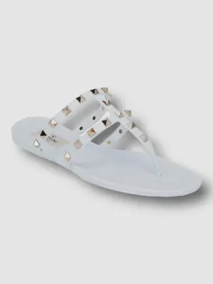 $451 Valentino Garavani Women's White Jelly Flat Thong Sandals Shoes EU 37/US 7 • £121.80