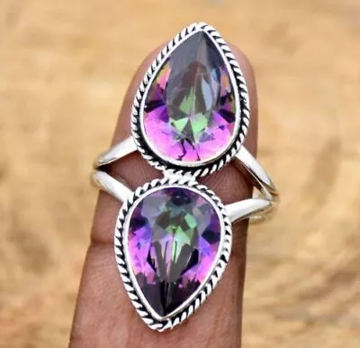 925 Sterling Silver Mystic Topaz Ring Handmade Jewelry Statement Ring HM1095 • $11.84
