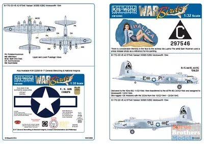 KSW132083 1:32 Kits-World Decals - B-17G Flying Fortress 'Idaliza  360BS 92BG • $22.04