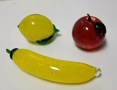 Glass Fruit Vegetables Art Glass Venetian Banana Apple Lemon Murano American Art • $54.99