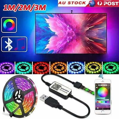 1M 2M 3M LED Strip Light 5050 RGB USB 5V Bluetooth Music TV Back Room Lamp Deco • $7.39