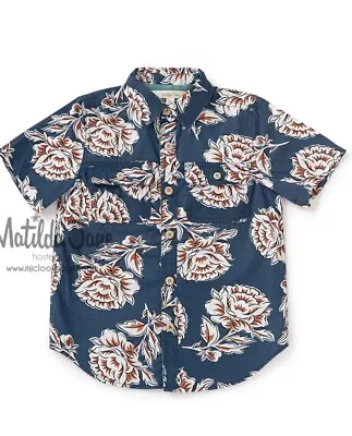 Boys Matilda Jane Paradise Calls Shirt Size 4 Navy Button Up Shirt W Rose NWT • $33.50
