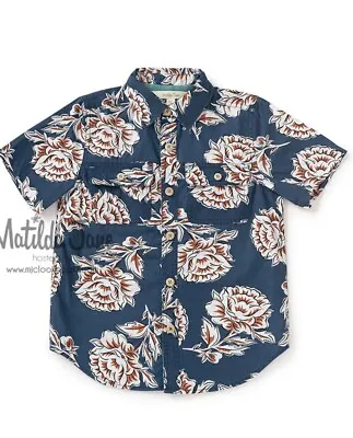 Boys Matilda Jane Paradise Calls Shirt Size 8 Navy Button Up Shirt Rose New NIB • $34.50