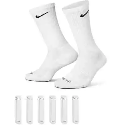 Nike Crew Socks 6 Pack Dri-Fit White Everyday Plus NEW Men’s Extra Large 12 - 15 • $22.99