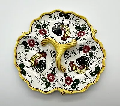 Early Provincial  Rooster And Roses  Divided Dish PY Ucagco Japan • $22.99