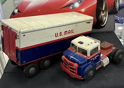 Vintage MARX US Mail Truck V-172 & Tractor Trailer Semi V-467 ‘50s Antique Toy • $199.95