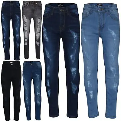 £9.99 • Buy Boys Stretchy Jeans Kids Ripped Denim Skinny Jeans Pants Trousers Age 5-13 Years