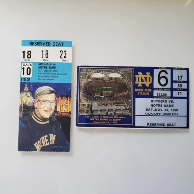 $75 • Buy Notre Dame Lou Holtz Debut & Final Home Game Ticket Stub Lot! RARE!
