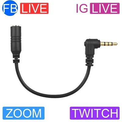 3.5mm TRS Female To TRRS Male DJ Live Streaming Mic Adapter Cable IPhone Android • £3.99