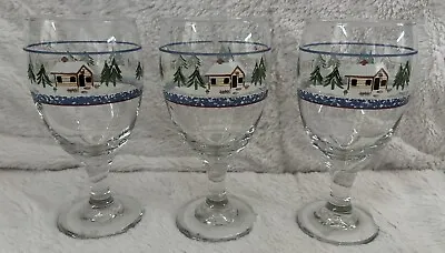 Vintage Libbey Cabin In The Woods Water/Tea Goblets Set Of 3 • $21.99