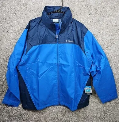 COLUMBIA Glennaker Lake Blue Packable Hooded Rain Jacket RM2015 Men's XL • $34.99