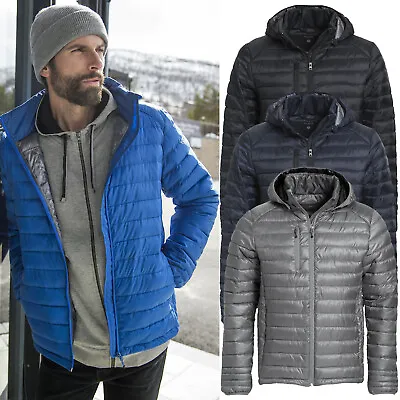 Mens Puffer Jacket Quilted Padded Winter Warm Zip Up Bubble Hooded Full Zip Coat • $27.07