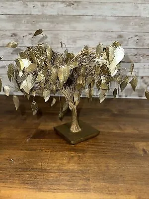 Vintage  Gold Leaf Foil Wire Luck Dream Tree Art Sculpture • $15