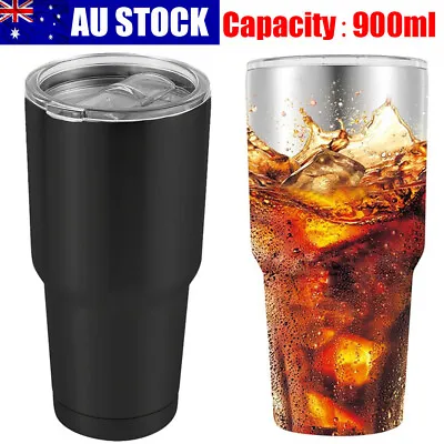 $19.35 • Buy 900ml Insulated Travel Coffee Cup Mug Thermal Stainless Steel Tumbler NEW