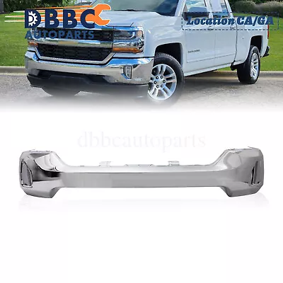 Front Bumper Face Bar W/Fog Light Hole Chrome For 2016-2019 Silverado 1500 • $235.99