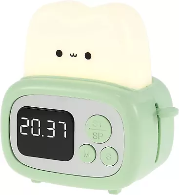 Kids Alarm Clock With Toast Night LightKids Digital Alarm ClockRechargeable Po • $37.94