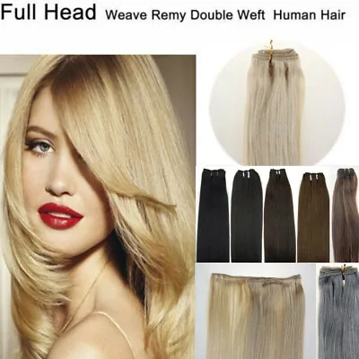 Weft Hair Extensions Sew In Double Weft Weave Real Remy Russian Human Hair 100g • £92.40