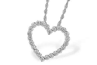 NWT 14kt White Gold 1/2cttw Diamond Open Heart Necklace 18  $2200 • $500