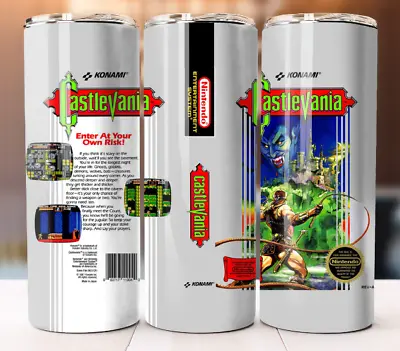 Retro Castlevania NES Game Tumbler 20oz Cup Mug Stainless • $19.95