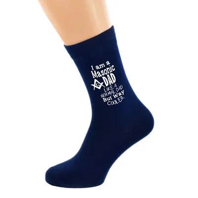 I Am A Masonic G Dad But Way Cooler Dad Navy Socks UK 5-12 - N1110 • $6.15