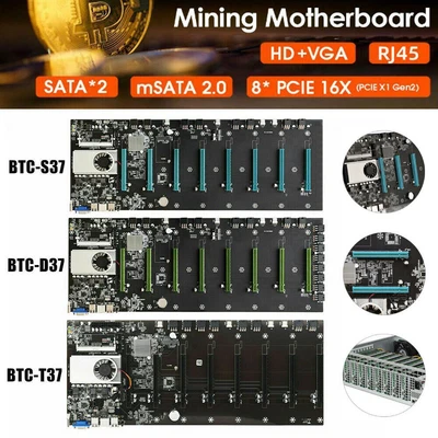 $76.69 • Buy Miner Motherboard 8 GPUs 8 PCIE Graphics Card CPU DDR3 VGA Low Power US