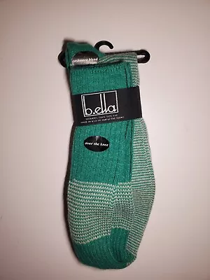 B.ella Over The Knee High Socks Wool Cashmere Angora Blend Raegan Emeral OTK USA • $24