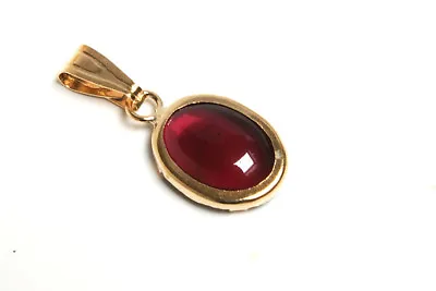 9ct Gold Garnet Oval Necklace Pendant No Chain Gift Boxed Made In UK • £18.99