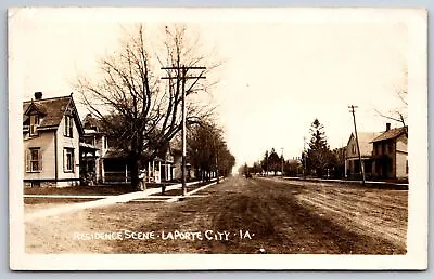 La Porte City Iowa~Wide Dirt Road~Residential Street Scene~Sepia RPPC Postcard • $19.50