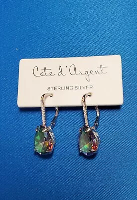 Cote D' Argent Sterling Silver Mystic Quarz Teardrop Earrings - New • $24.99