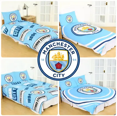 Manchester City FC Man Duvet Cover Football Bed Set Single Double Kids Adults • £4.95