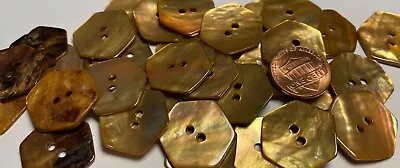 6 PCS ONLY! Dyed Gold Hexagon Abalone Shell Sew-through Buttons 21mm 13/16 13550 • $9.99