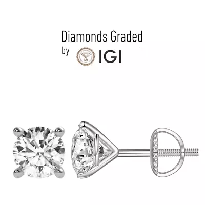 2.37 Carat E-F SI2 IGI Certified Lab Diamond Martini Style Studs 18K White Gold • $1186.02