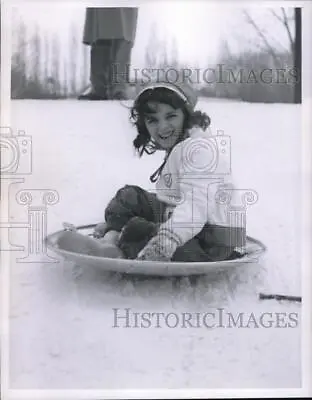 1956 Press Photo Scheryl Jackson On Flying Saucer At Cain Park • $19.99