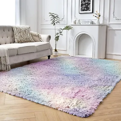 Large Fluffy Rugs Anti Slip Bedroom Carpet Soft Shaggy Rug Living Room Floor Mat • £7.99