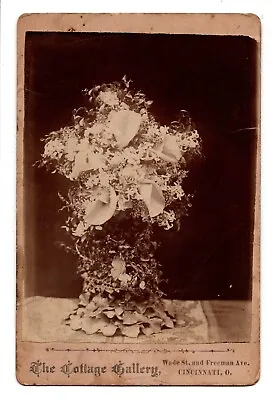 CIRCA 1880s CABINET CARD THE COTTAGE MEMORIAL FUNERAL FLOWERS CINCINNATI OHIO • $24.99