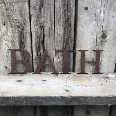£25.20 • Buy Rustic 5” Classic Font BATH Letters Sign Rusted Metal Word House Home Bathroom