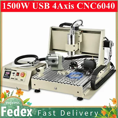 4Axis USB CNC 6040 Router Milling Machine Wood Engraving Drilling 1500W 1.5kw] • $1785