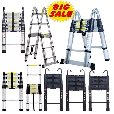 Aluminium Ladders Telescoping Multi-Purpose Extension Folding Step Ladder 8-20Ft • $76.34