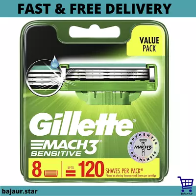 Gillette Mach3 Turbo Sensitive Men's Razor Blade Refill Cartridges Pack Of 8 NEW • $37.99