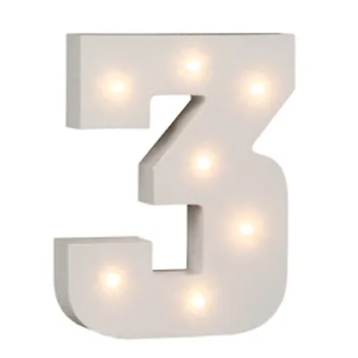 £7.90 • Buy 16cm Illuminated Wooden Number 3 With 7 Led Sign Message Decor Party Xmas Gift